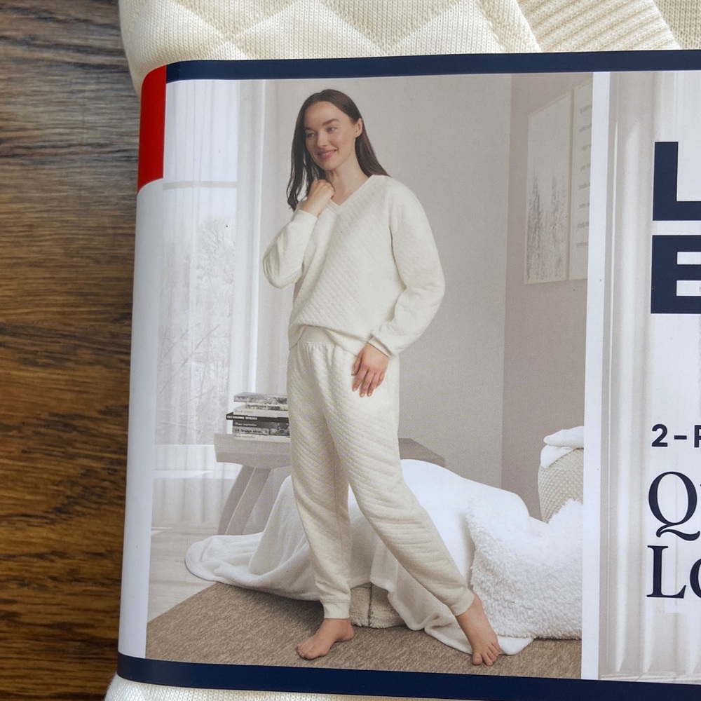 Lands' End NEW Cream Quilted Lounge Set Size Medium - Picture 5 of 9